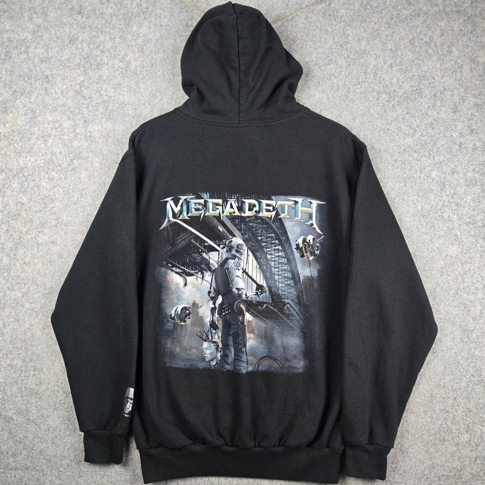 Megadeth Dystopia Zip Up Hoodie Mens Medium Black Band Merch Tour Graphic